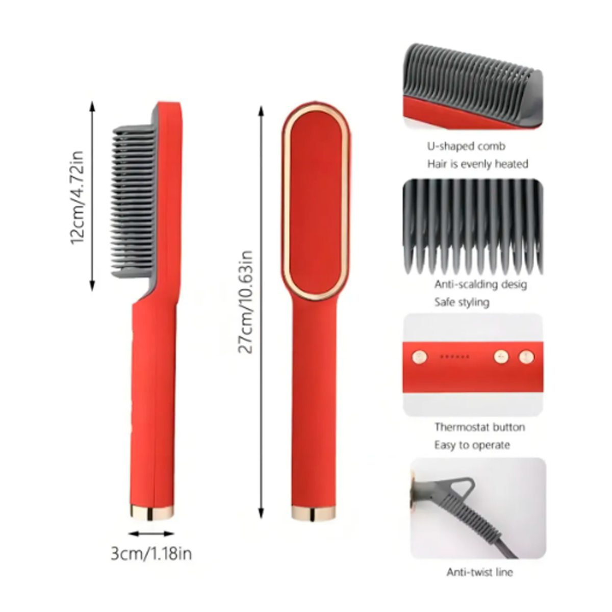 Cepillo Alisador Iónico Para Cabello Peine Profesional